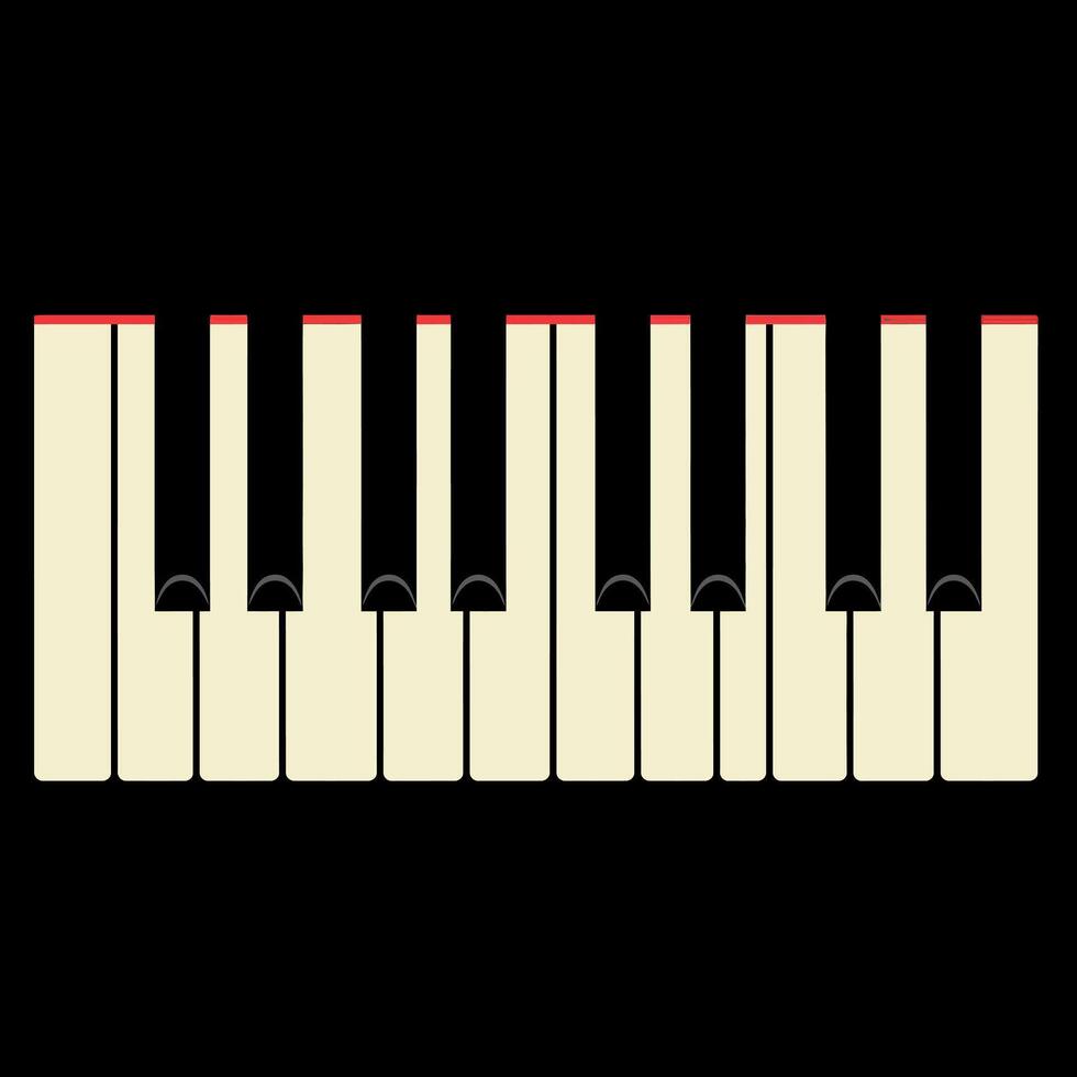 Piano keyboard keys in flat minimal style with ivory and black colors illustration vector