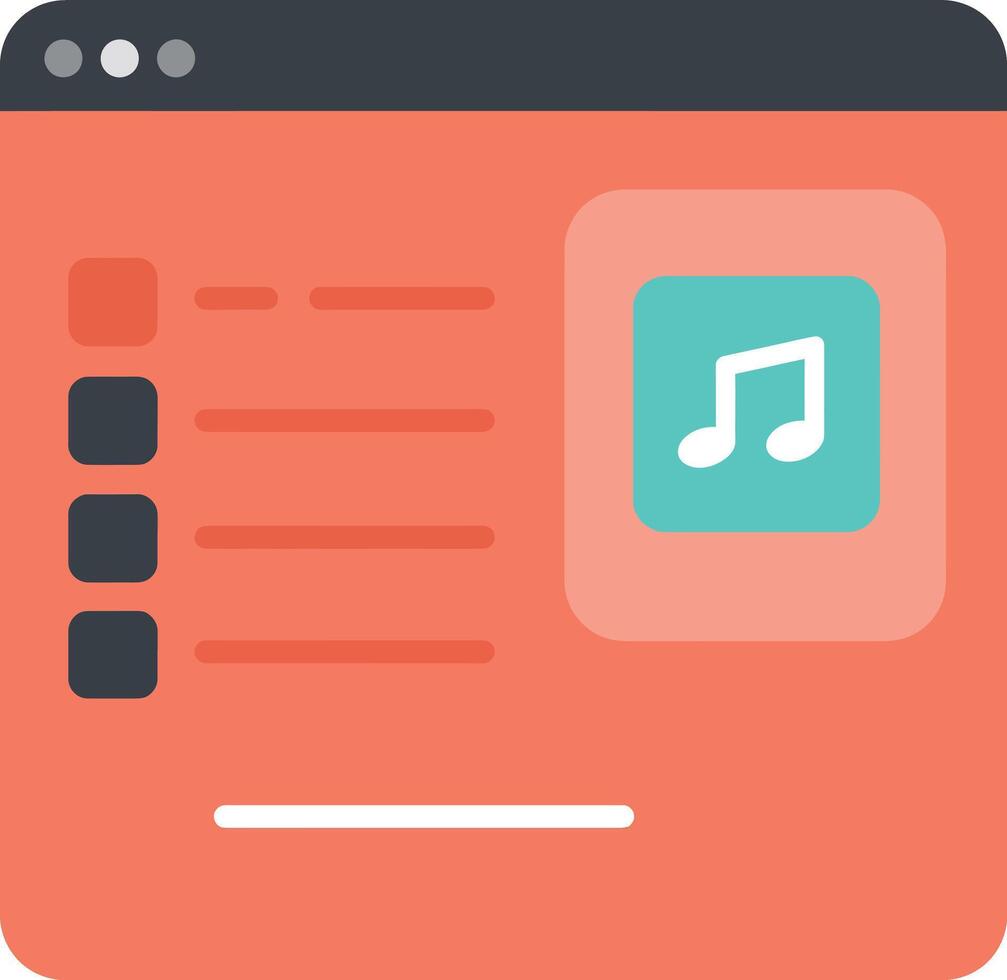 Music player interface with flat design style showing playlist and audio icon illustration vector