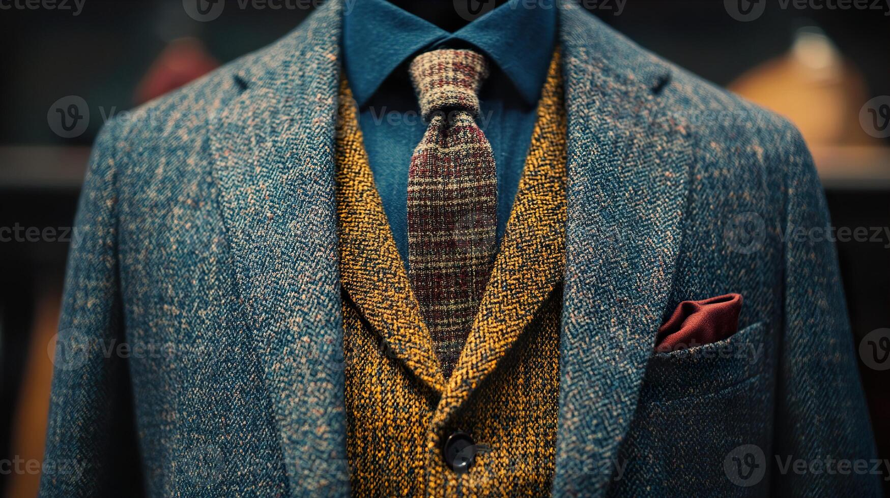 A man's suit and tie are on display photo