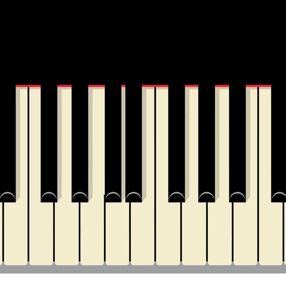 Piano keyboard close-up with black and white keys flat minimal design illustration vector