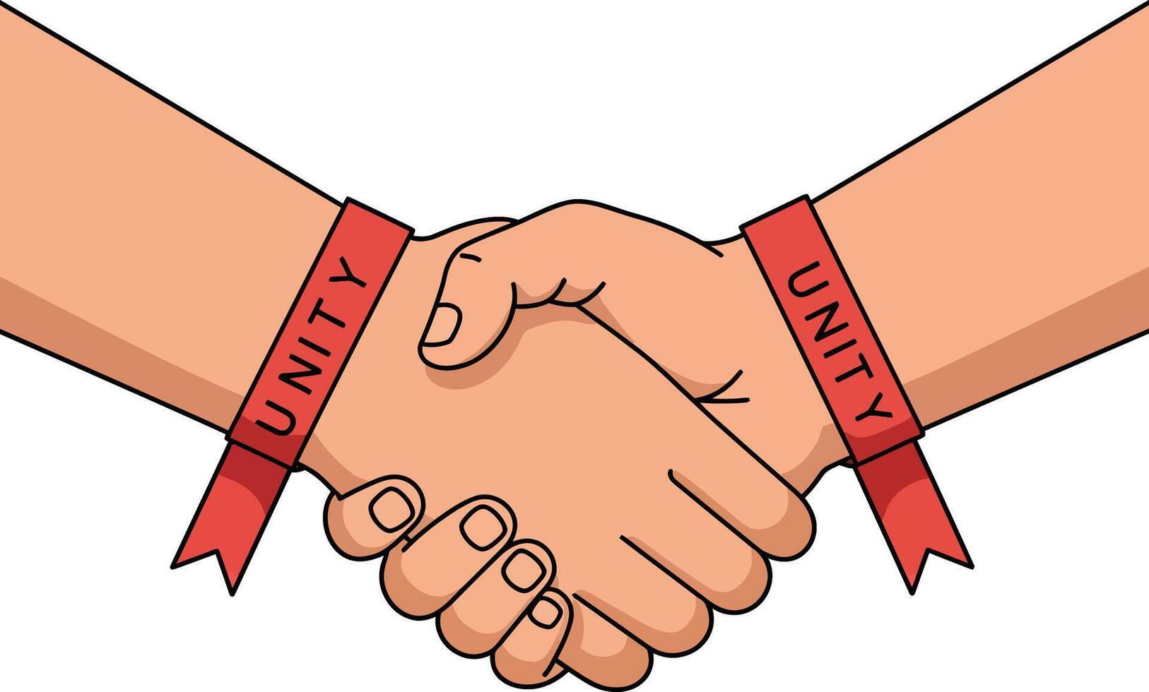 Handshake with unity ribbon symbolizing cooperation and agreement illustration vector