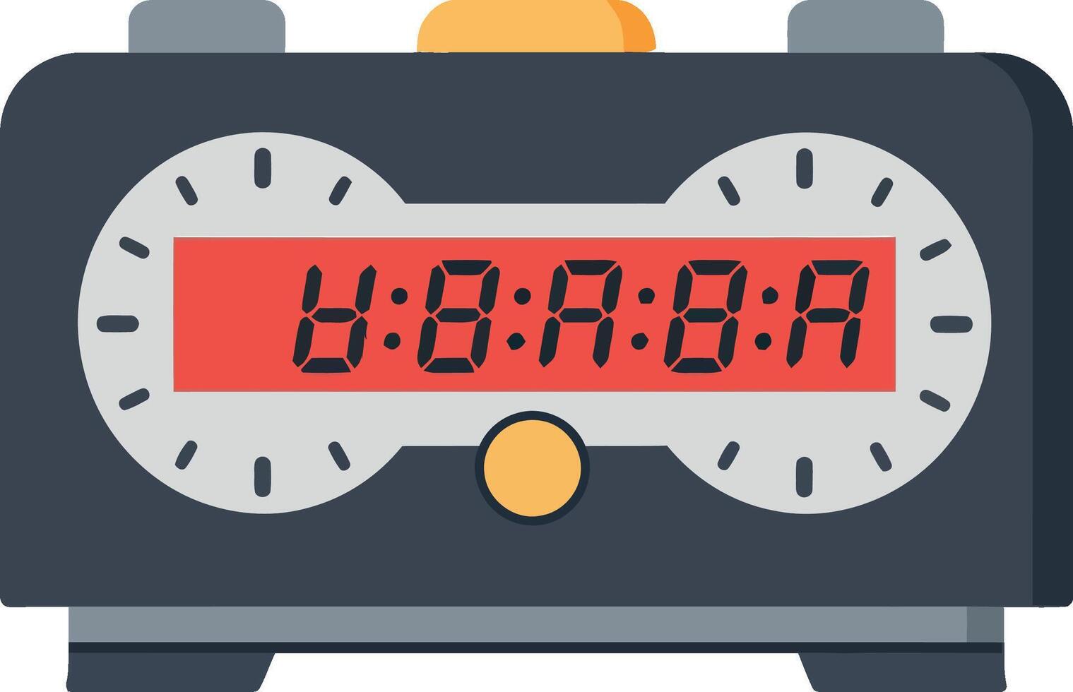 Retro digital chess clock with red display and gray buttons flat design illustration vector