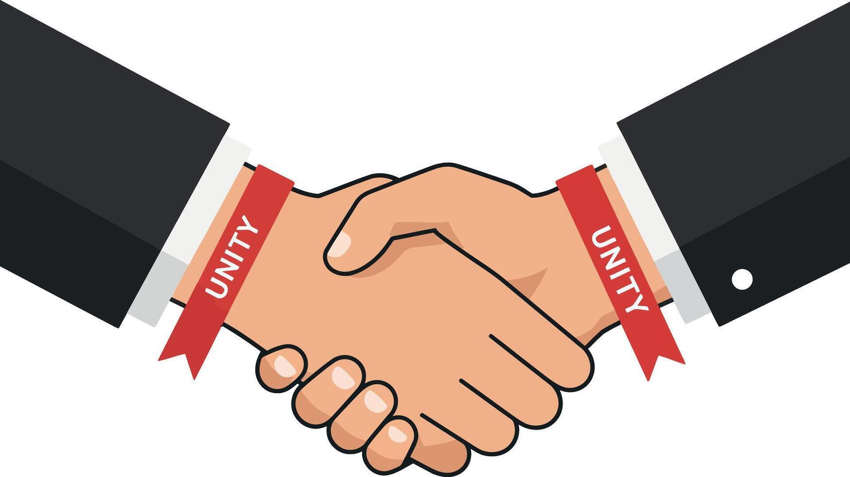Handshake with unity ribbons symbolizing partnership and cooperation in business and teamwork illustration vector