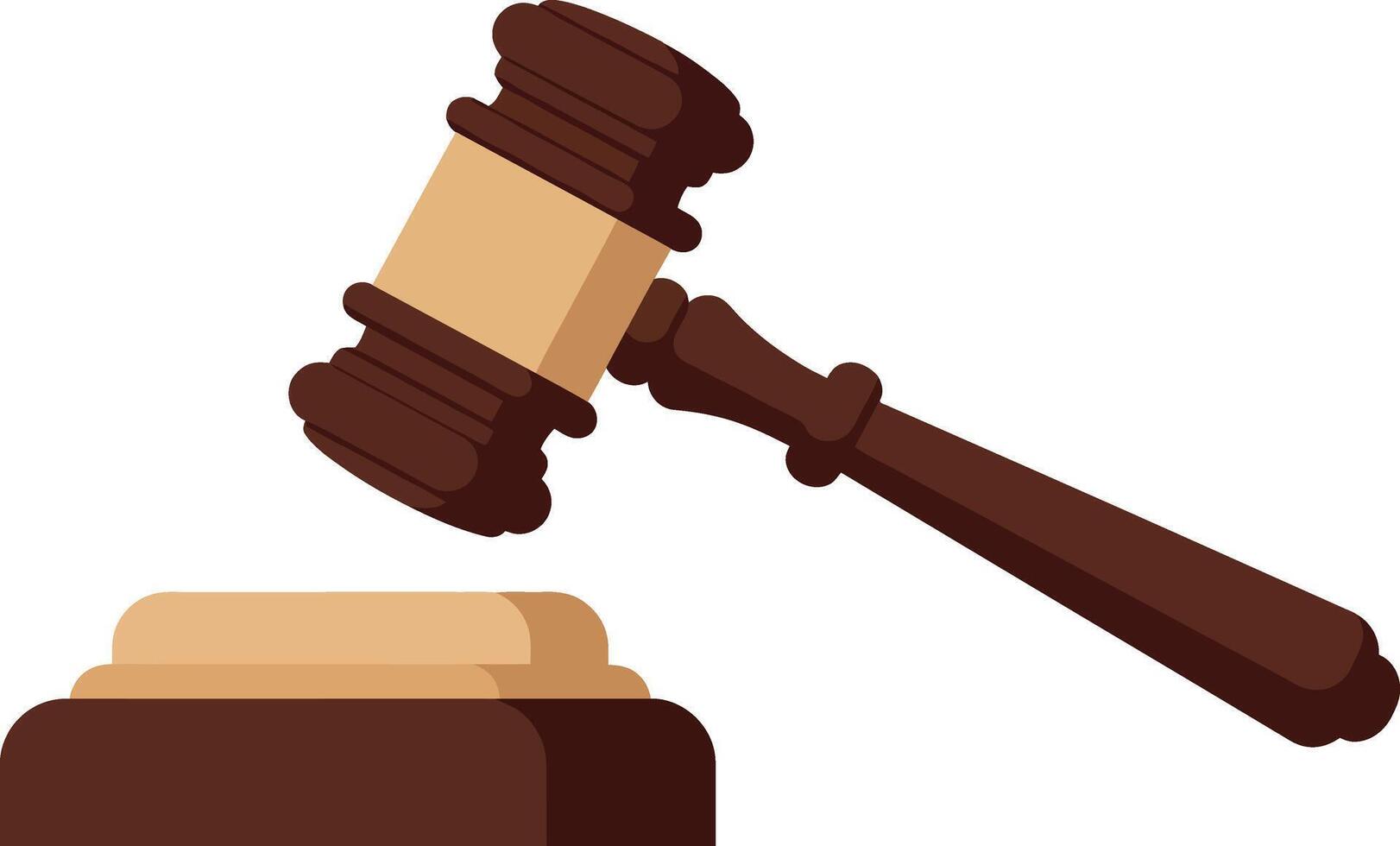 Wooden judge gavel and sound block flat design legal symbol illustration vector