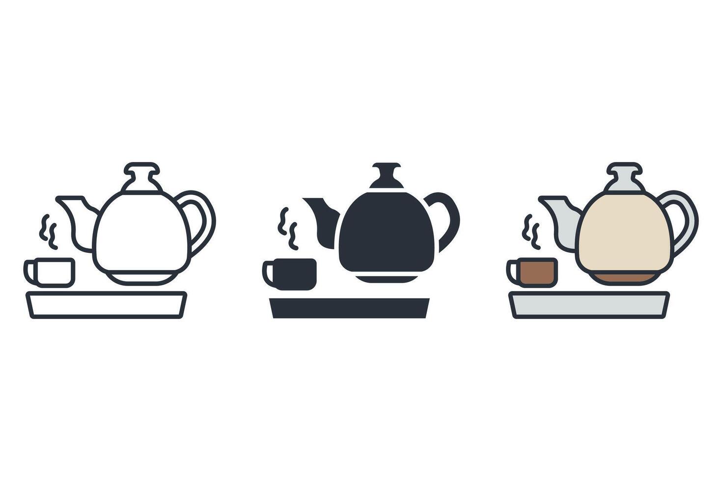 tea icons Flat style vector