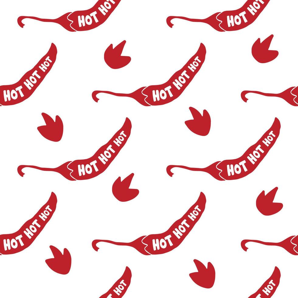 Seamless pattern with spicy pepper. Hot mexican vegetable drawing. Creative print. vector