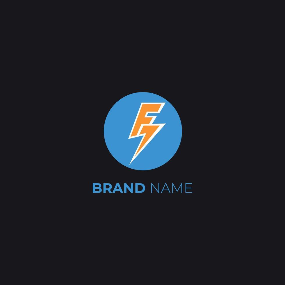 Electric Power Logo with Lightning Bolt and Letter F vector