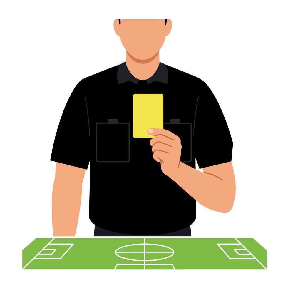 Soccer referee showing yellow card on field illustration design vector