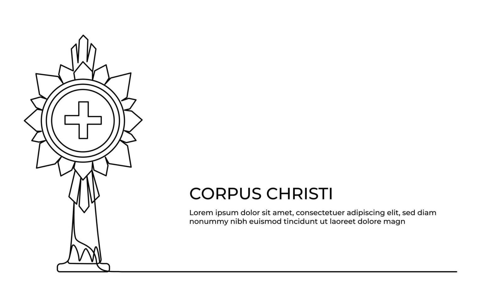 Corpus Christi religious Continuous one line art, vector