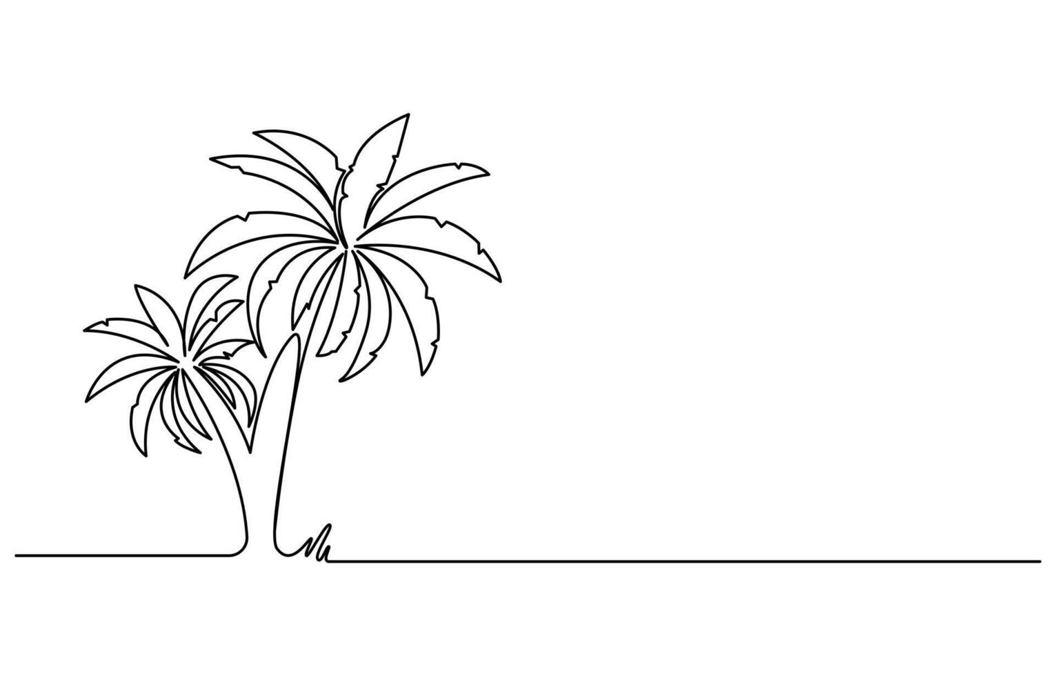 one line drawing Palm Tree, vector