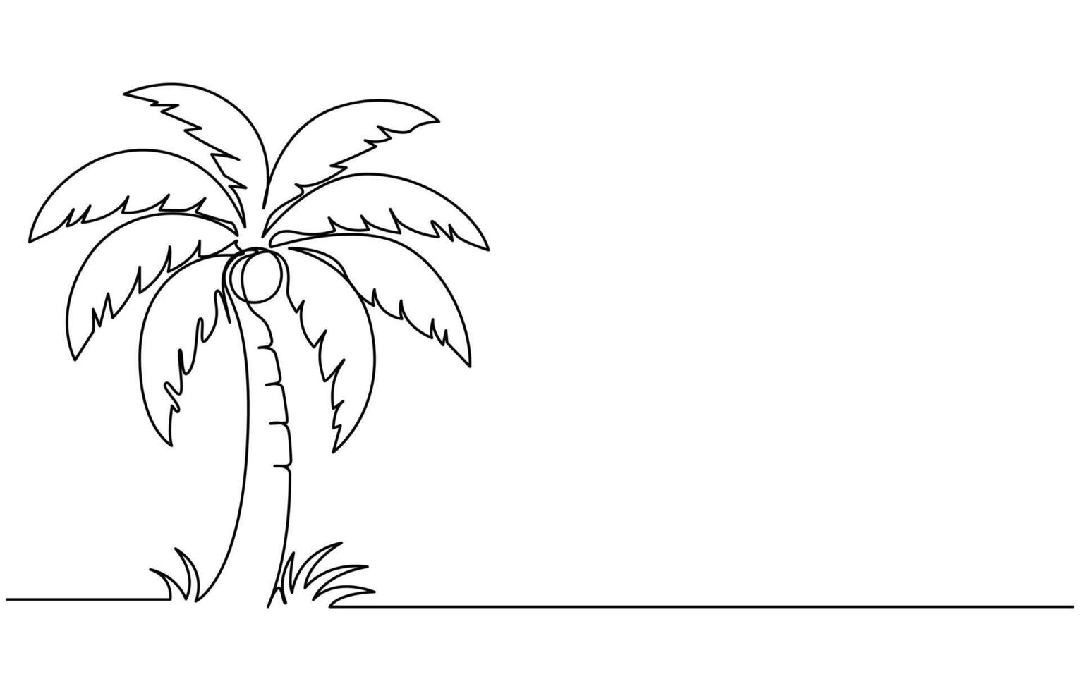 single line drawing Palm Tree, vector