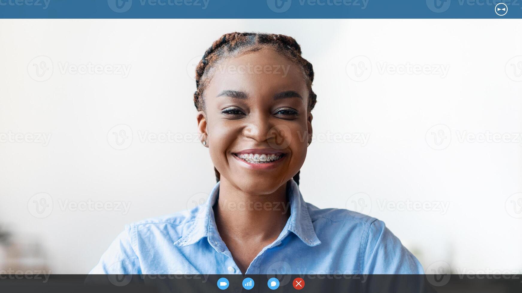 Remote Work. Happy young black female freelancer posing at home office, sitting at desk with laptop computer and smiling at camera, african american lady working online in internet, free space photo