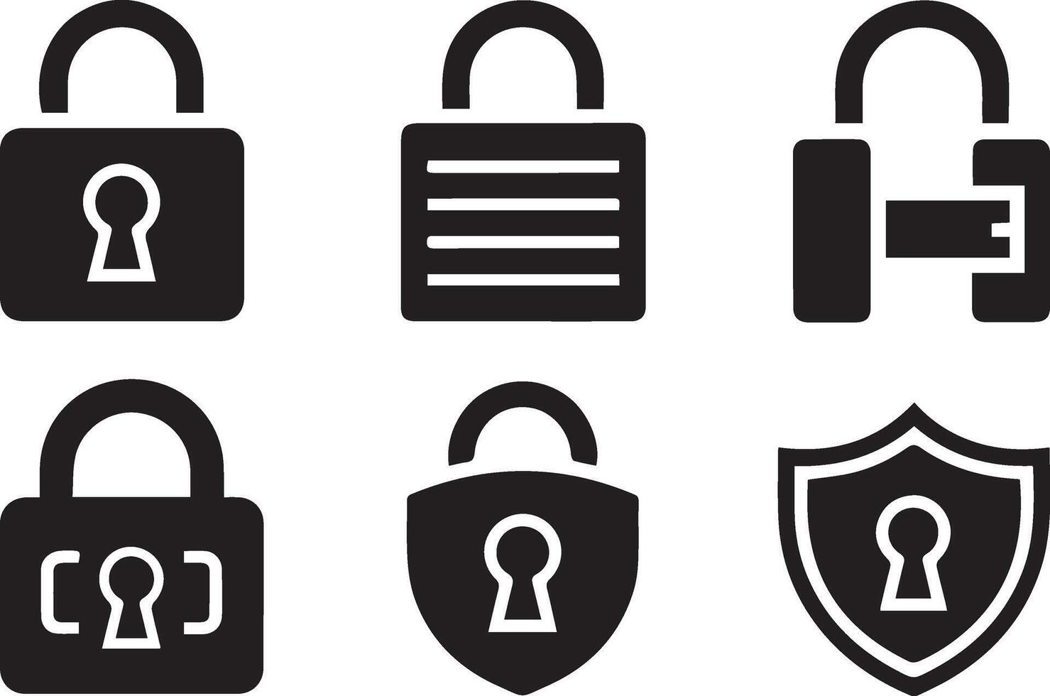 Dynamic lock logo, security icon set vector