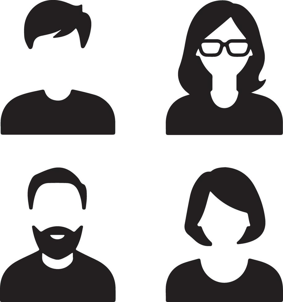 Profile and Avatar Icons, Silhouette Clipart vector