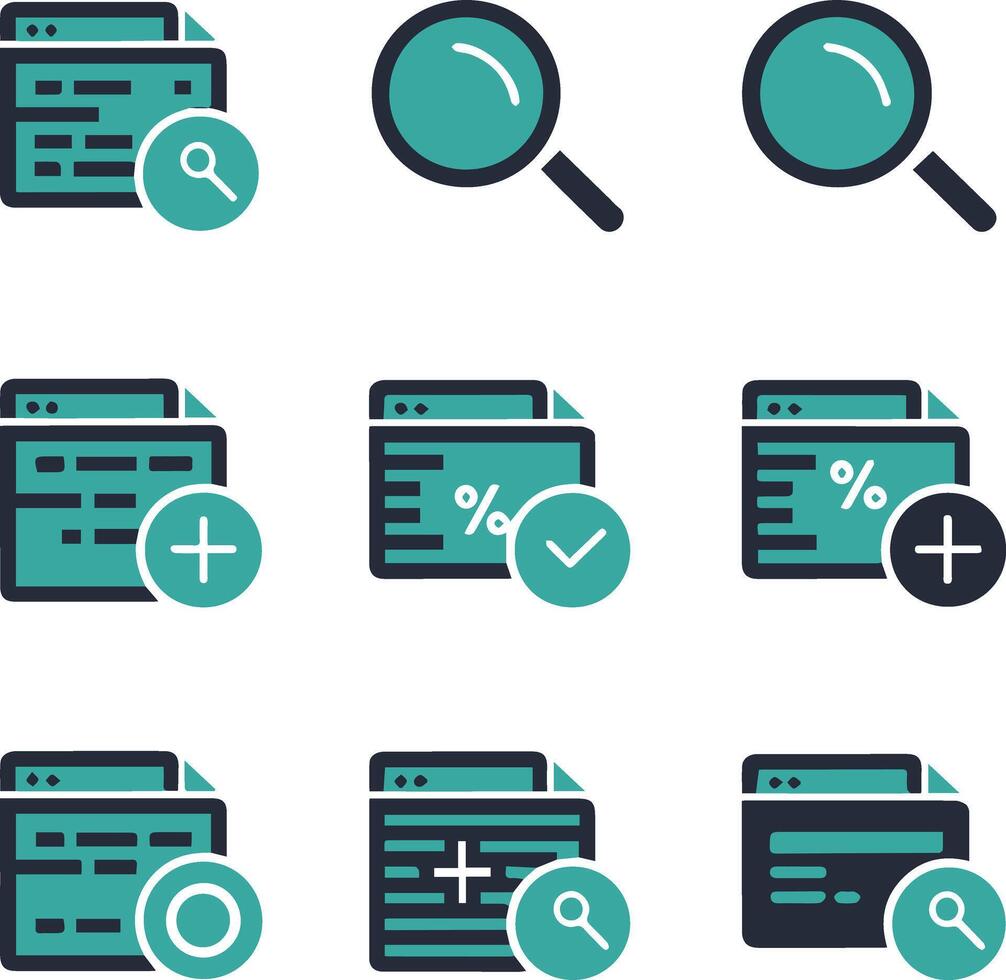 Flat Color zoom Icon set vector
