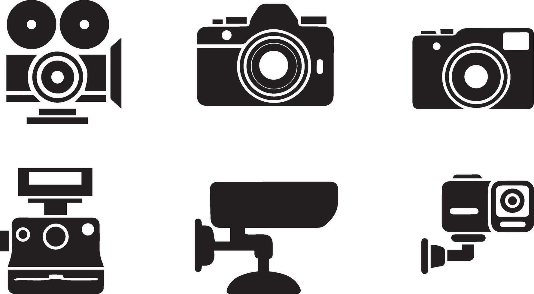 Camera Icon Logo Clipart Set, Silhouette Collection vector