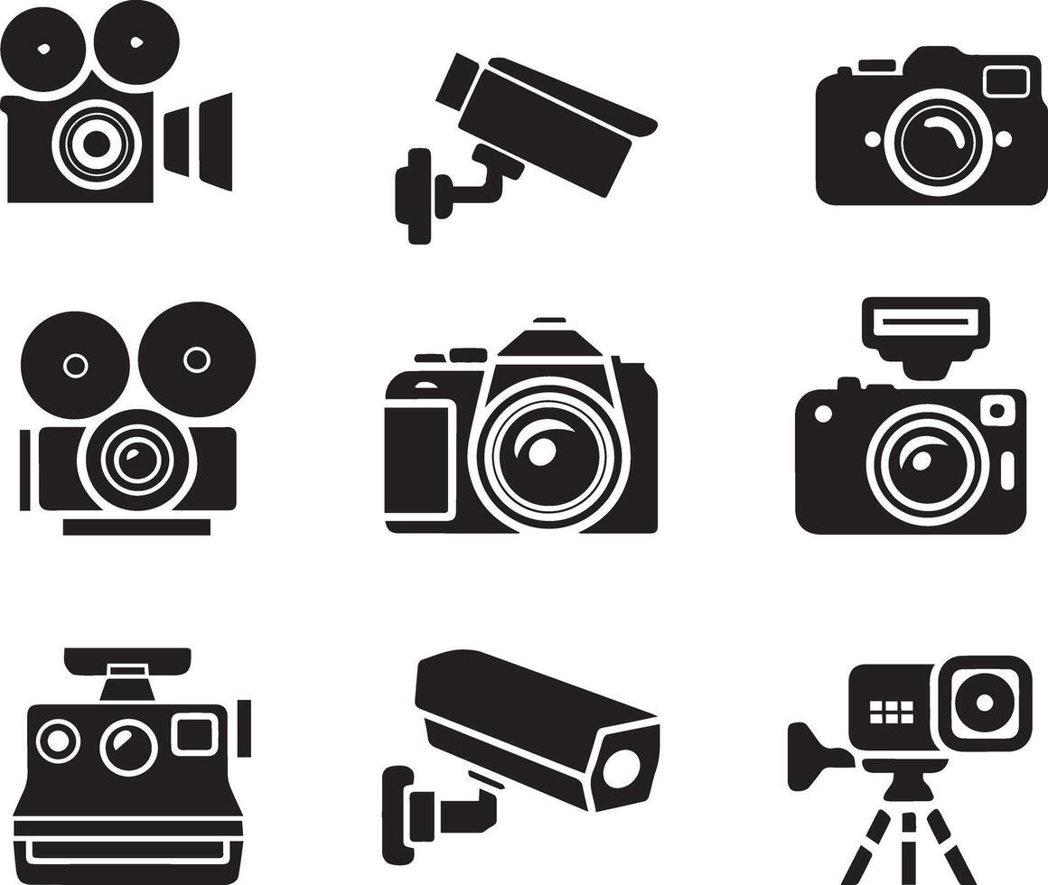 Photography Camera Icons, Logo and Clipart Set vector