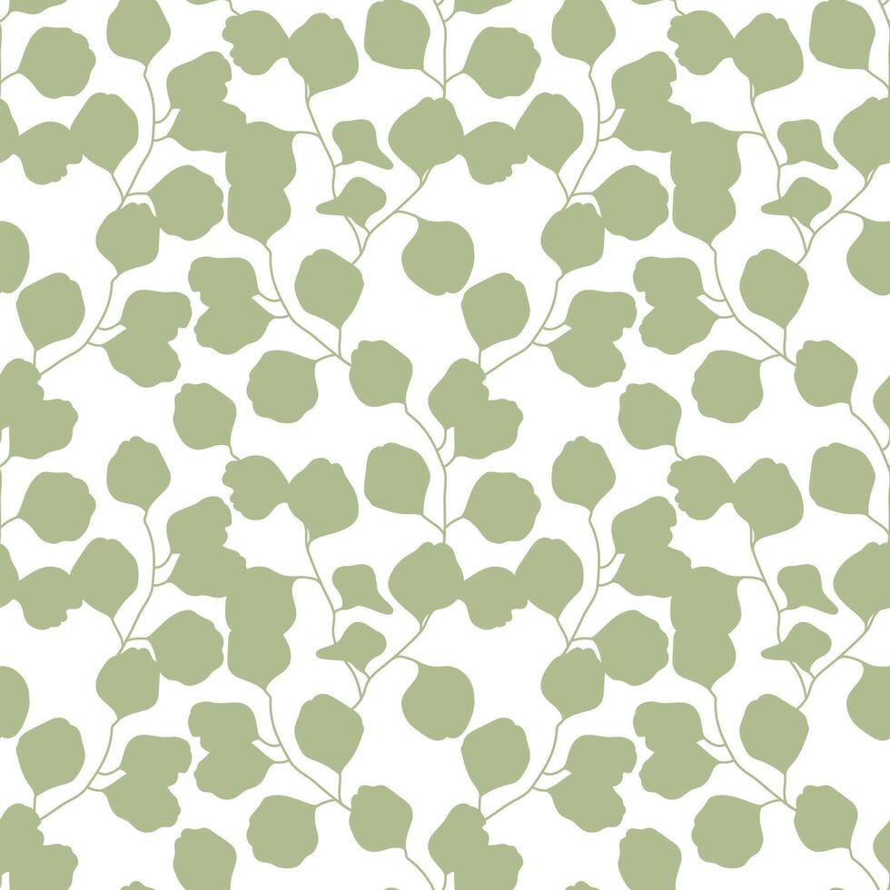 Seamless pattern with eucalyptus leaves. Floral background. Repeating print for fabrics, greeting cards, wallpapers, gift wrapping paper, web page etc. vector