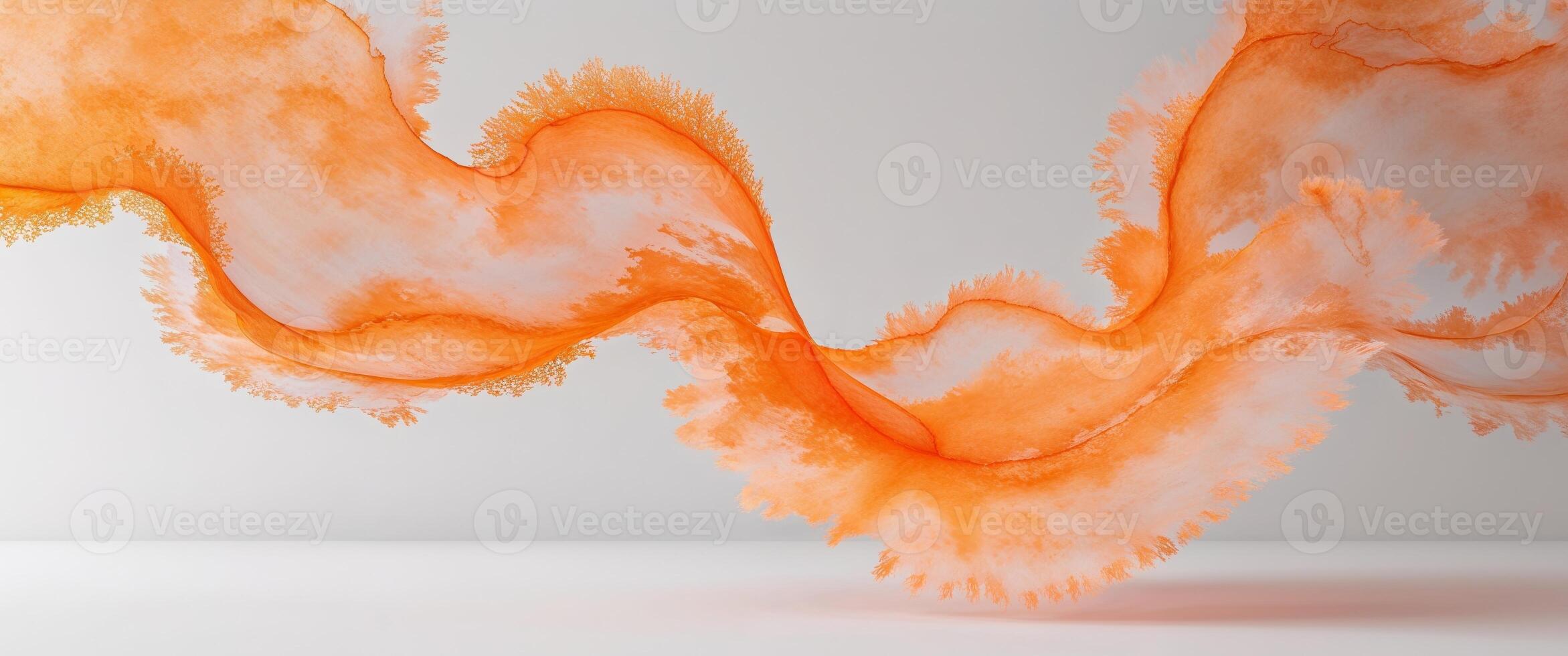 Orange abstract wave 3d rendering on white background photo