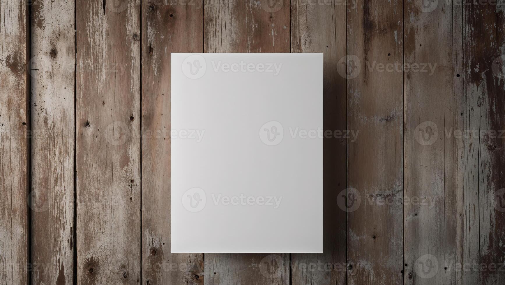 A white box on a wooden wall photo
