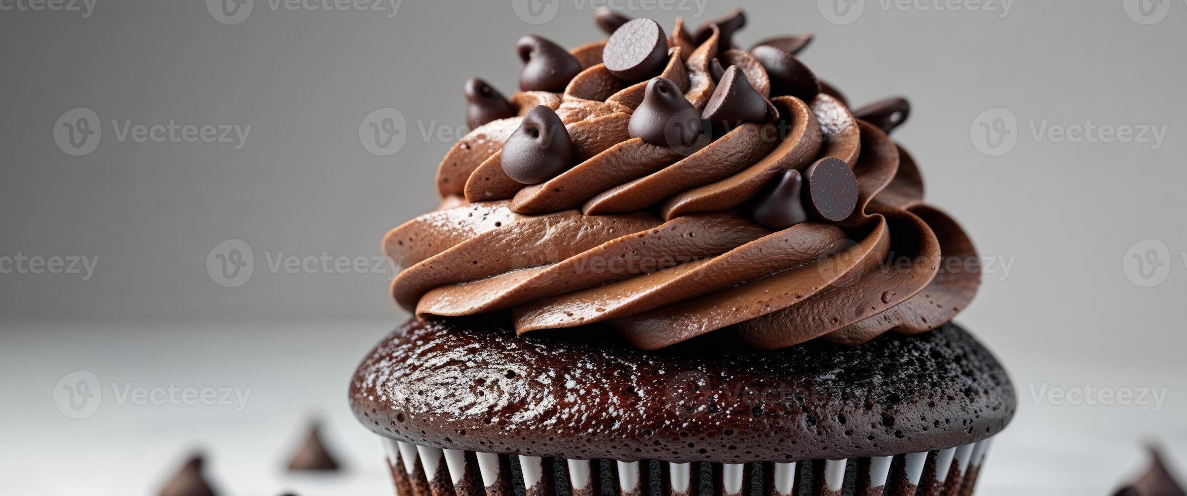 A chocolate cupcake with chocolate frosting and chocolate sprinkles photo