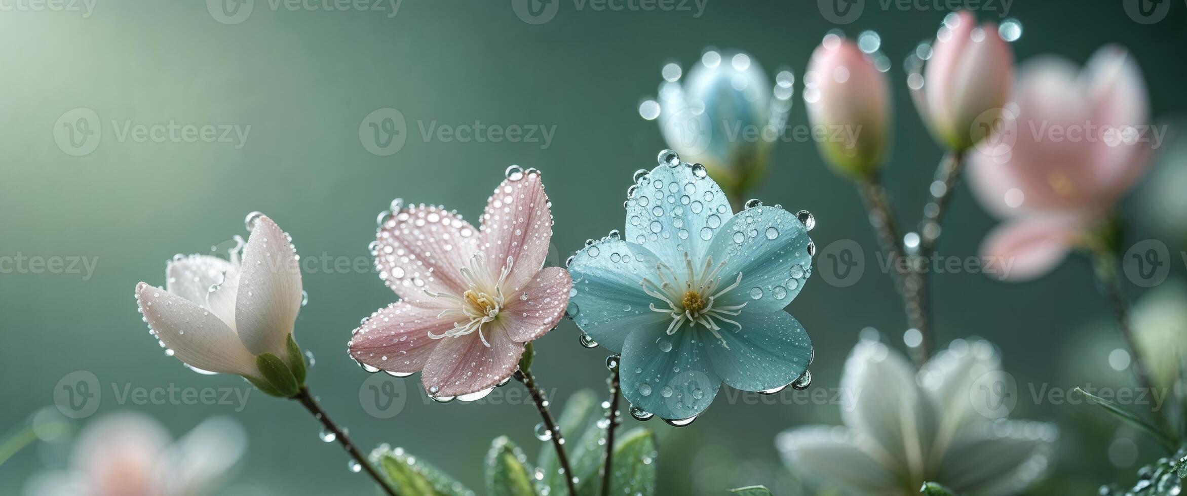 Capturing the essence of spring with dew drops on petals photo