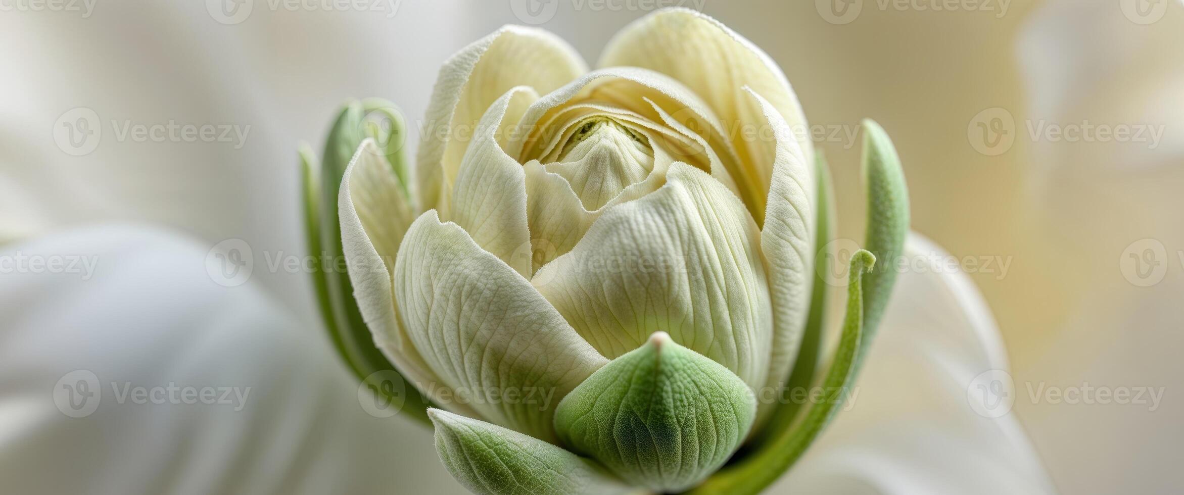 Stunning Closeup of Cream and Green Flower Bud photo