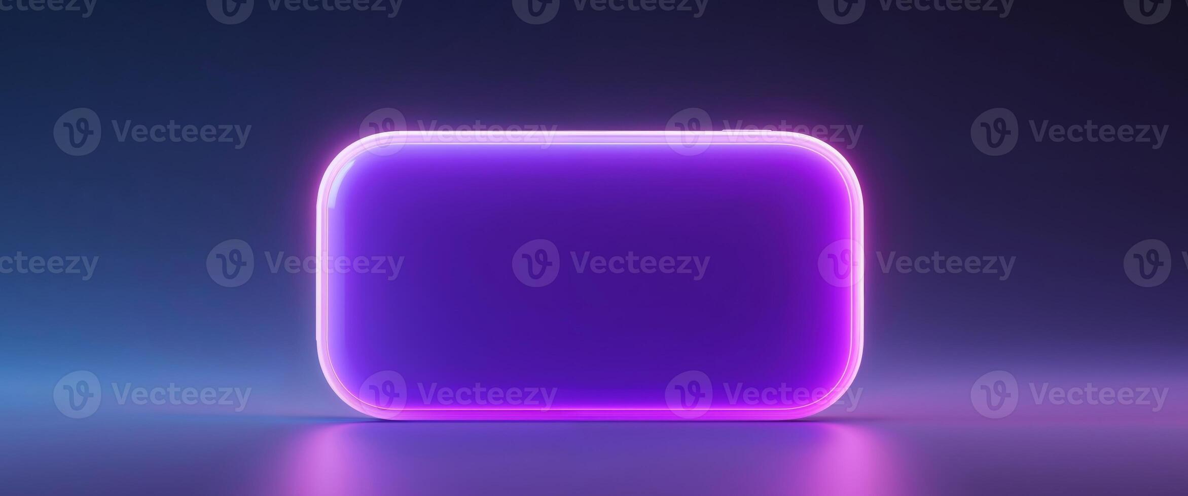 A purple glowing rectangular object with smooth rounded corners photo