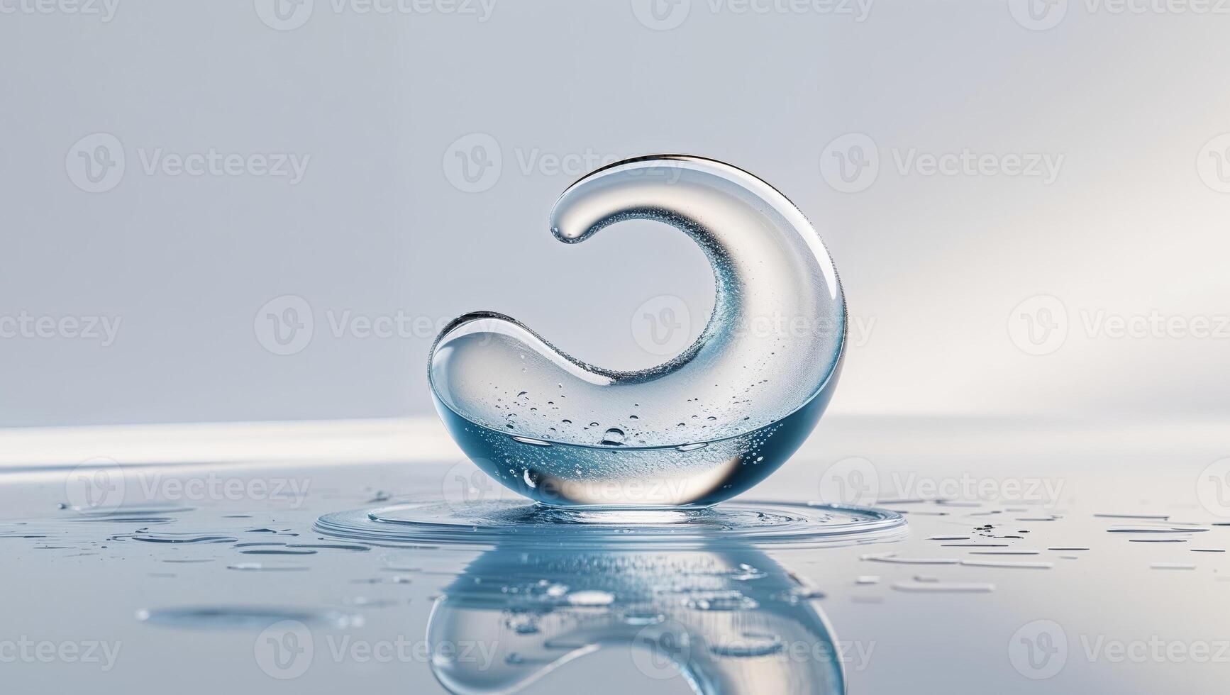 Abstract Droplet Creature on Reflective Surface. photo