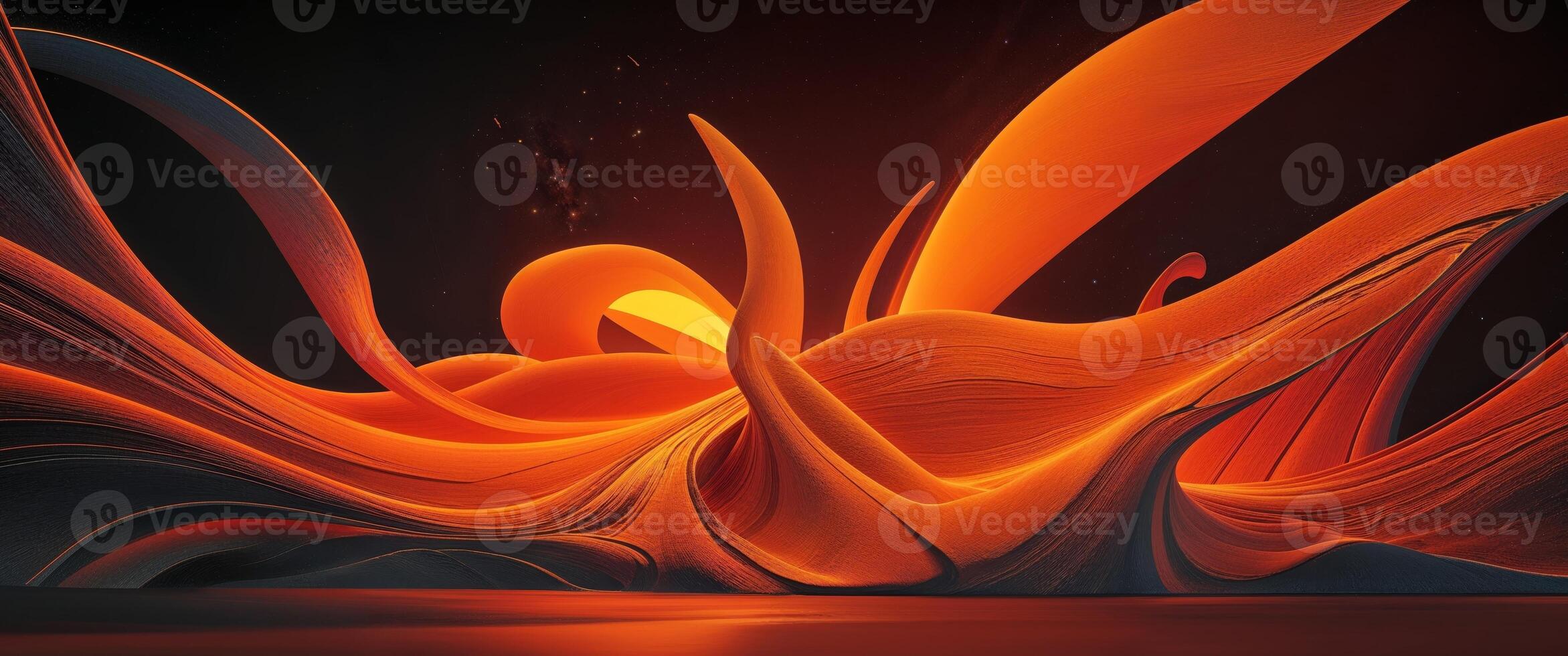 An abstract painting of orange waves photo