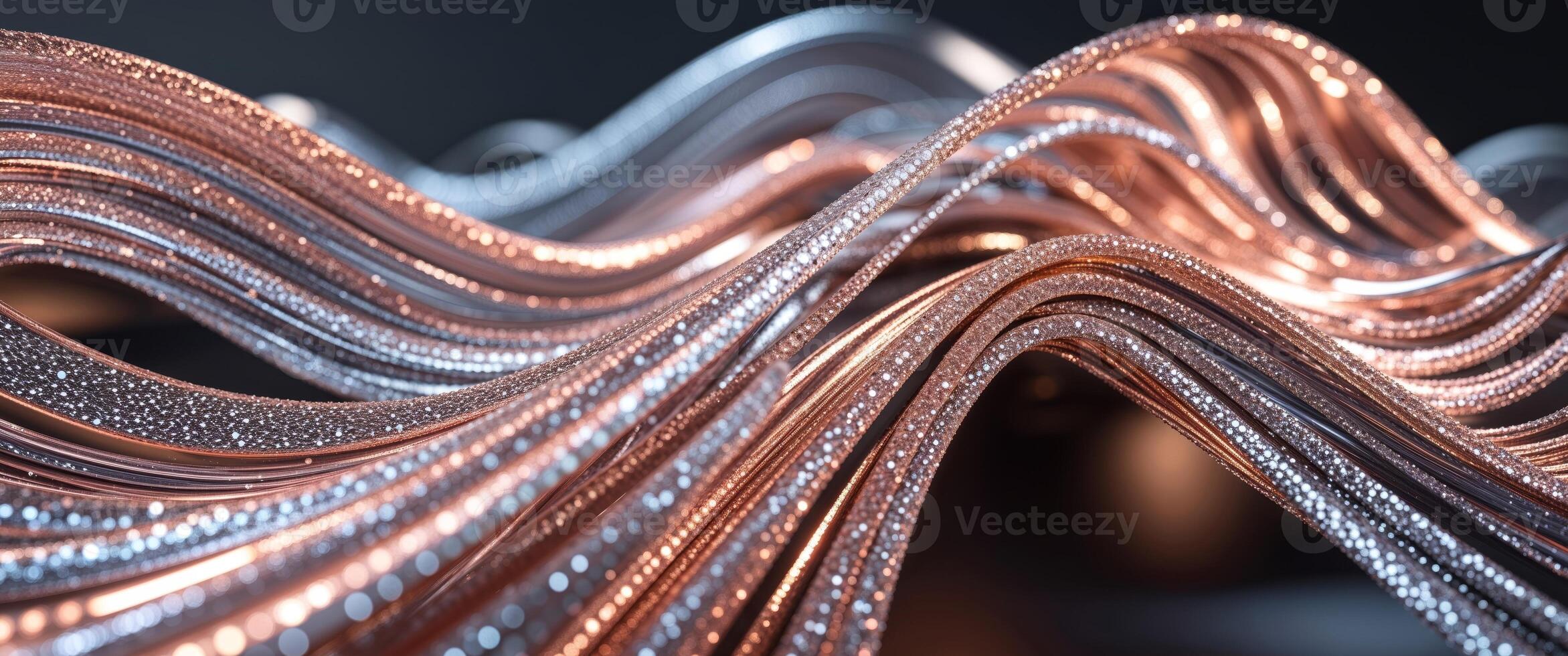 3d rendering of a copper and silver wave photo