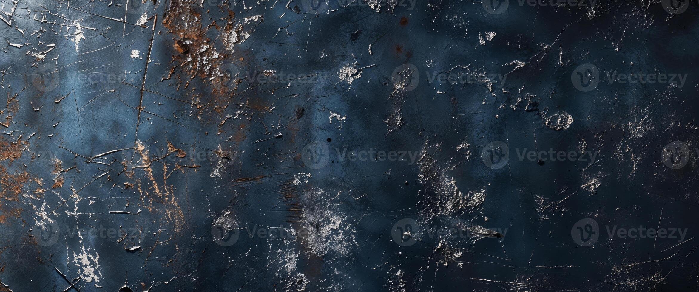 Grungy dark blue scratched metal texture background photo