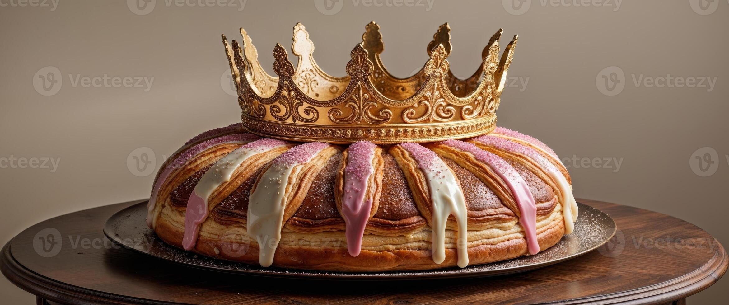 A cake with a crown on top photo