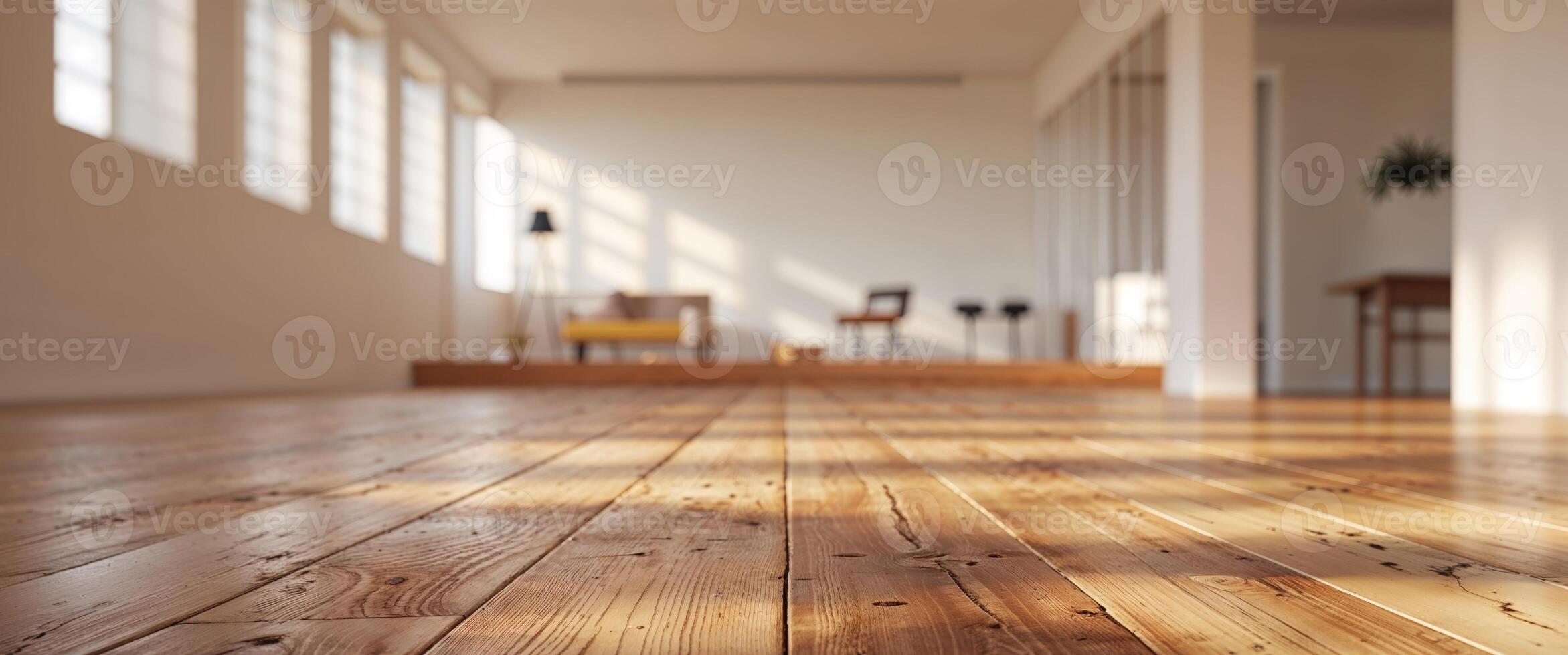 Wood flooring in a room with sunlight coming in photo