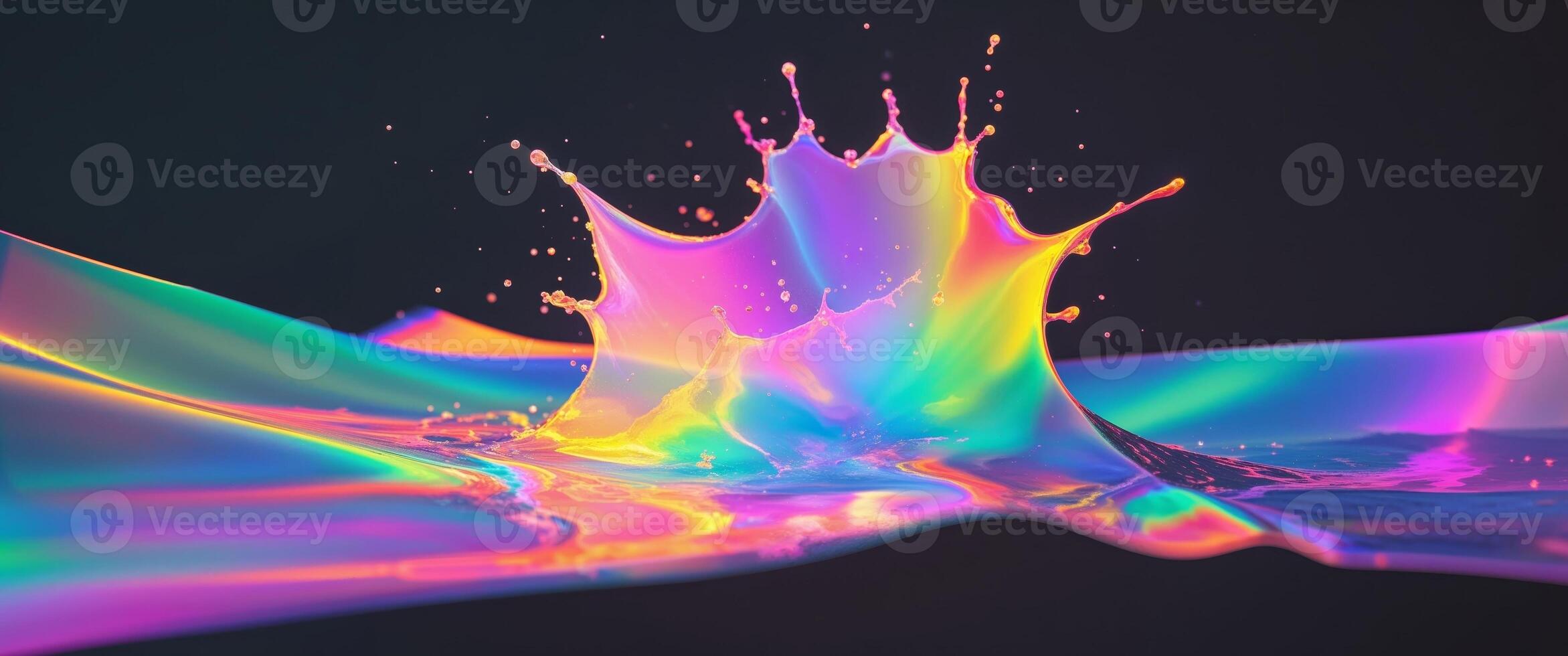 A rainbow colored liquid splashing into the air photo