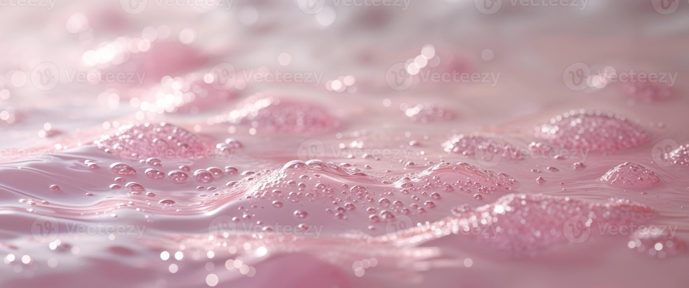 Pink Water Surface Texture with Ripples Bubbles Abstract Background for Skincare and Relaxation. photo