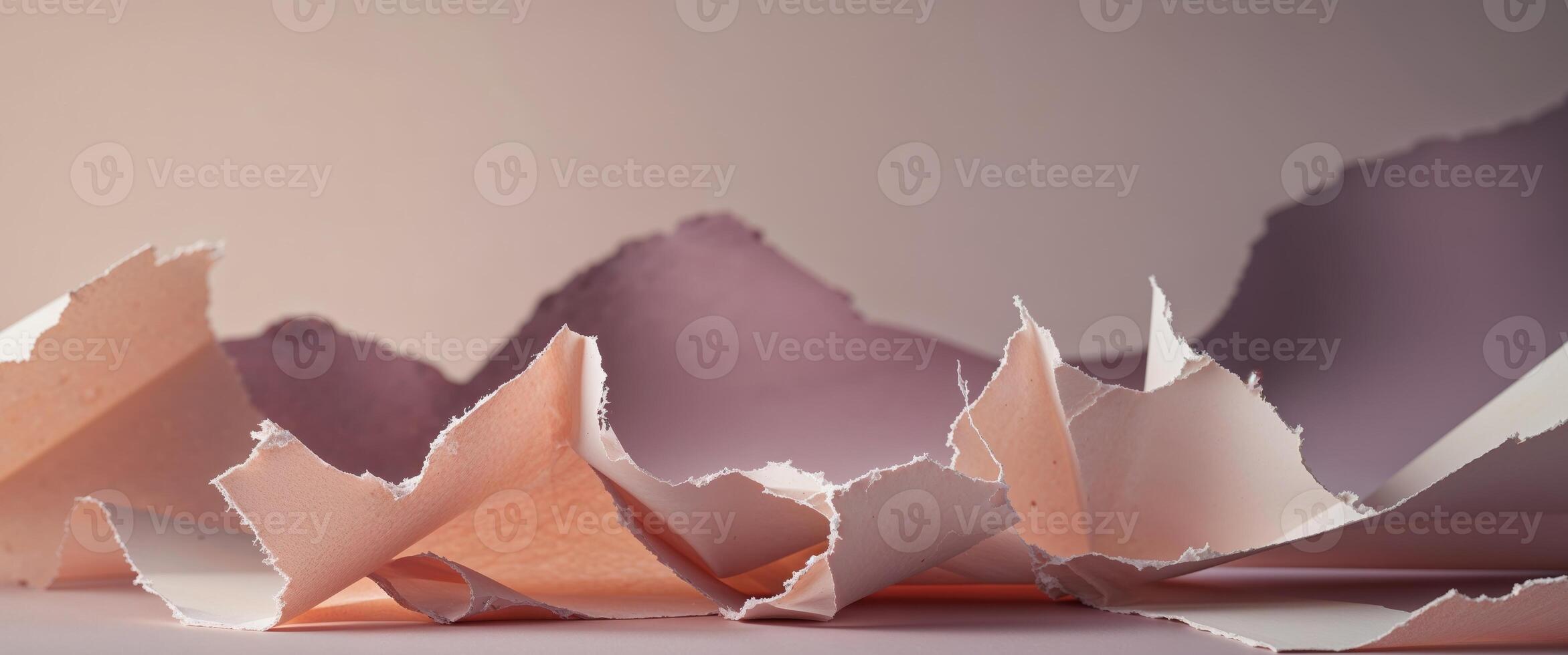 Ripped Paper Edge on Soft Pastel Background with High Contrast Abstract Composition. photo