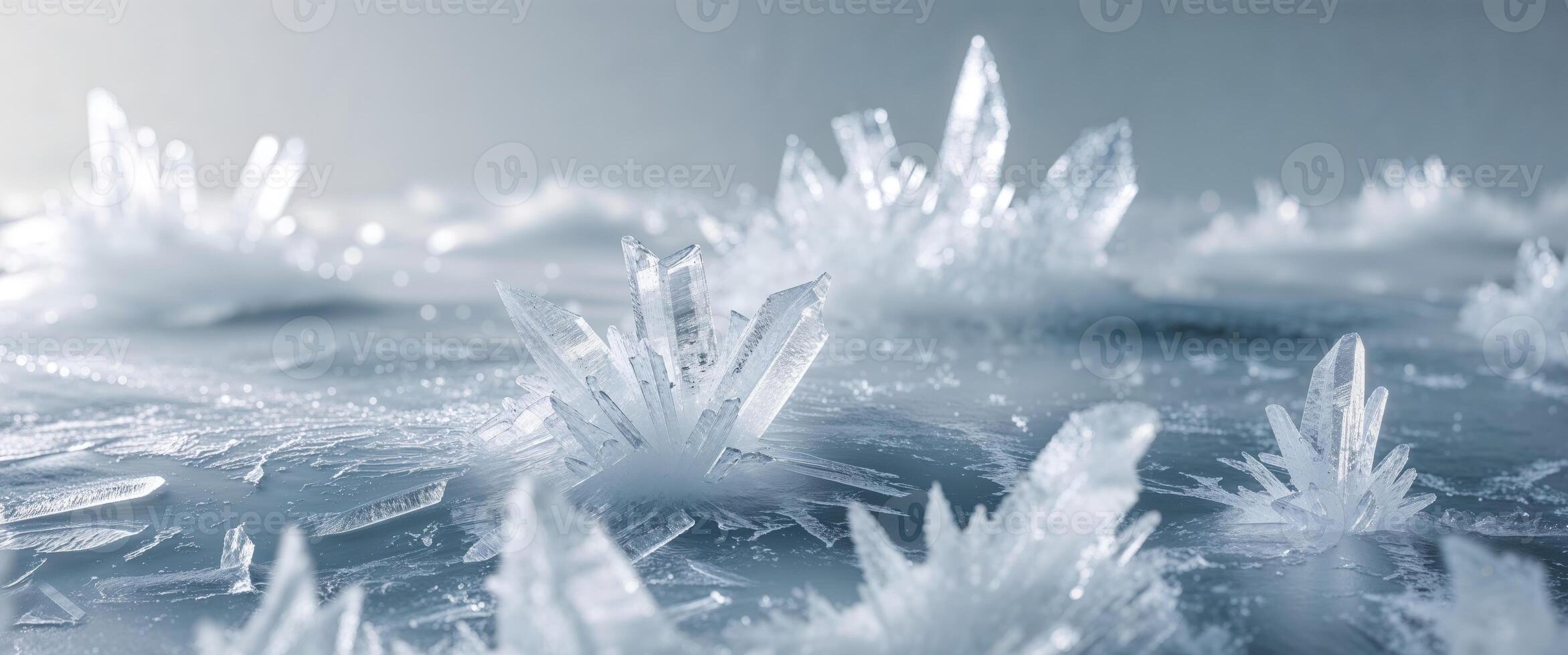 Abstract Ice Texture Frozen Surface with Crystal Shards and Frost. photo