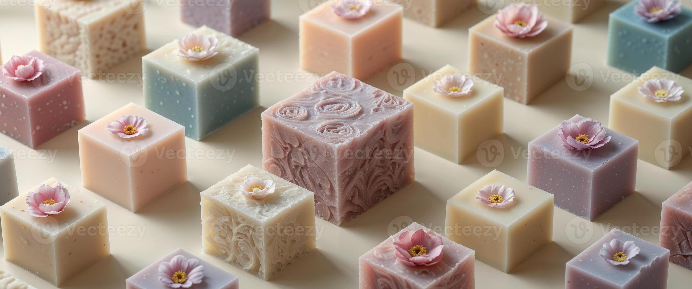Delicate Floral Soap Collection A Harmonious Blend of Beauty and Practicality in Cubes photo