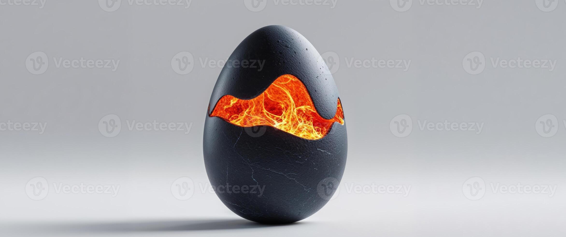 A black object with a fire inside photo