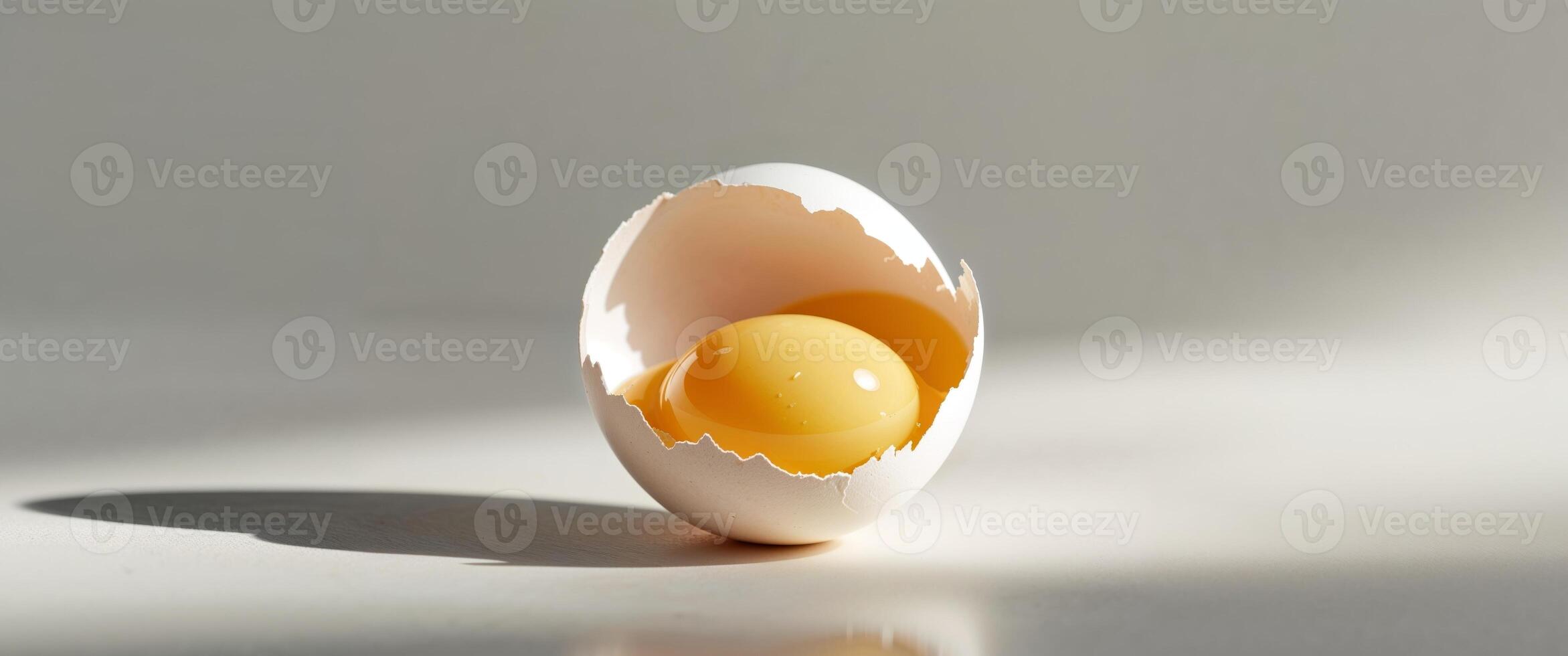An egg is broken open on a table photo