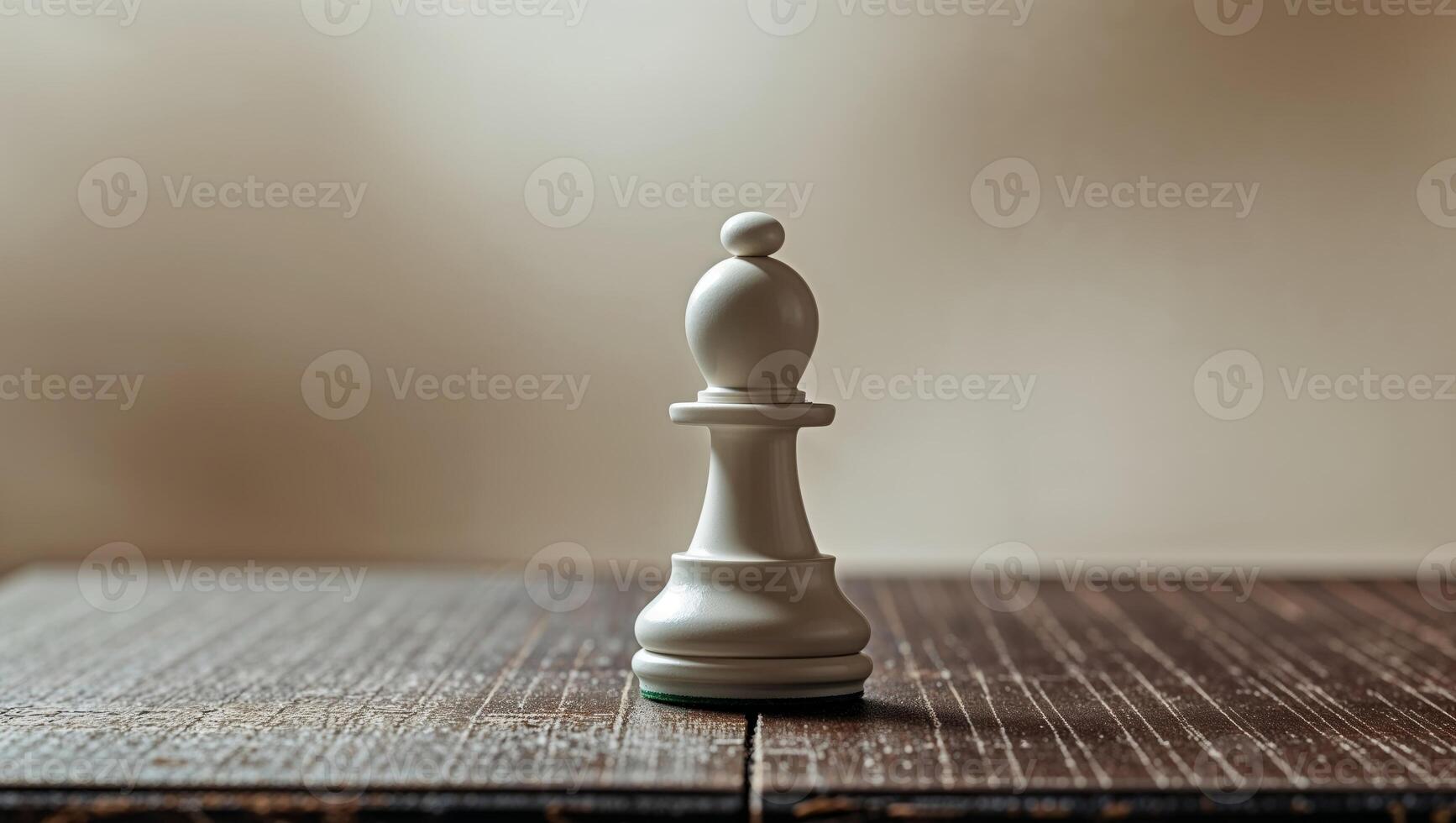 Closeup of a Single White Chess Pawn on a Board with Blurred Background photo