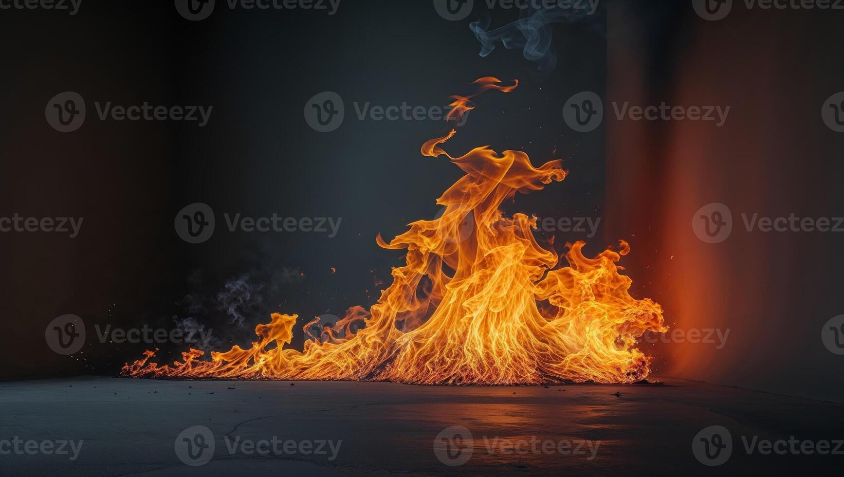 Fiery Orange and Yellow Flames Burning Brightly photo