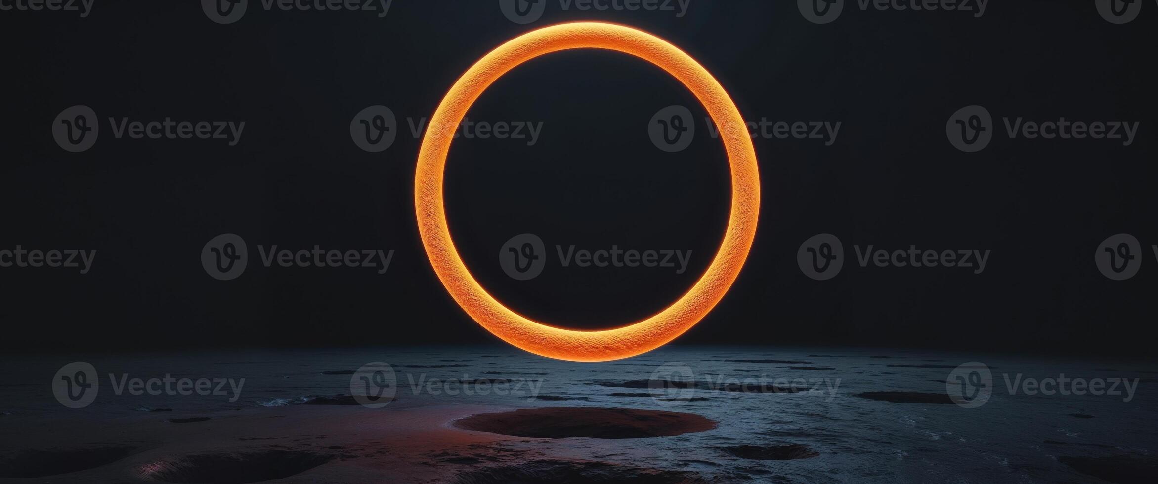 An orange ring is floating in the air photo