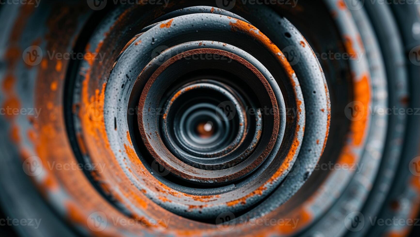 Close up Rusty Metal Spiral Piles Construction Material Steel Pipes photo