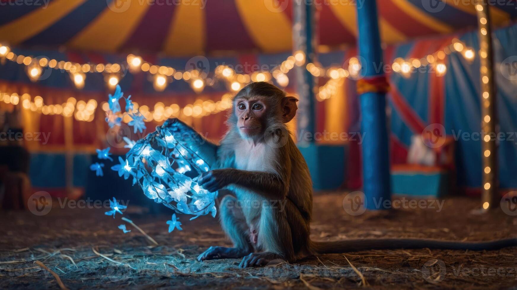 Monkey Holding Glowing Lights at Event photo