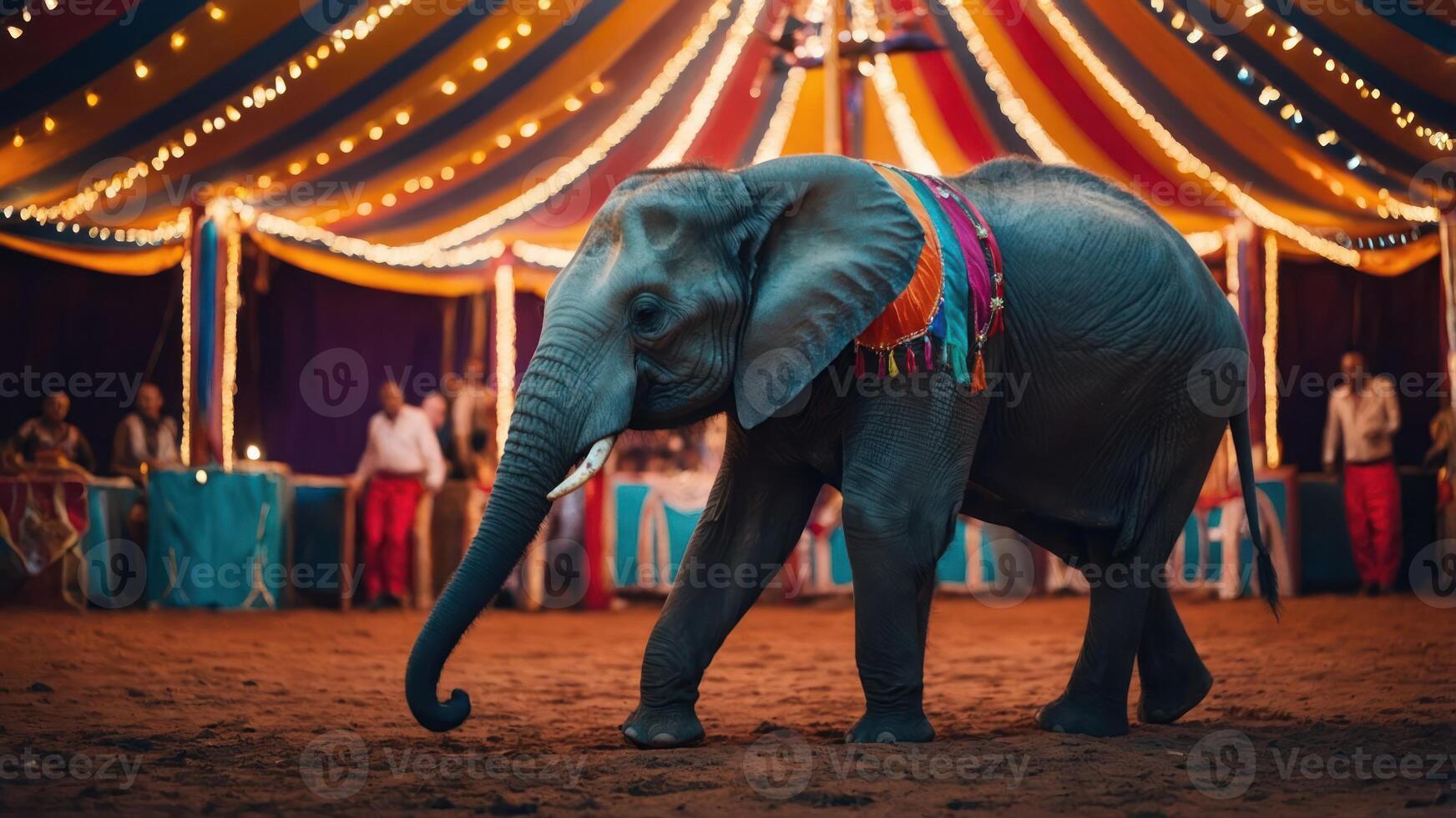 Walking Elephant Colorful Performance Tent Background photo