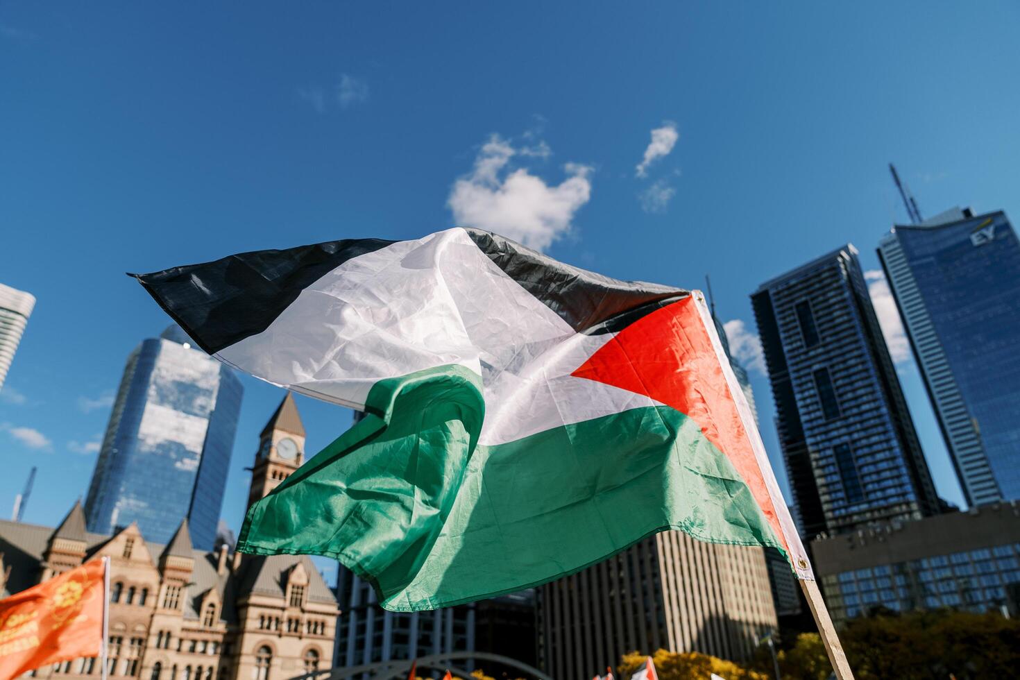 Toronto, Canada - 28 October 2023. Toronto becomes a hub of Palestinian solidarity, with protests decrying Israel's actions in Gaza photo