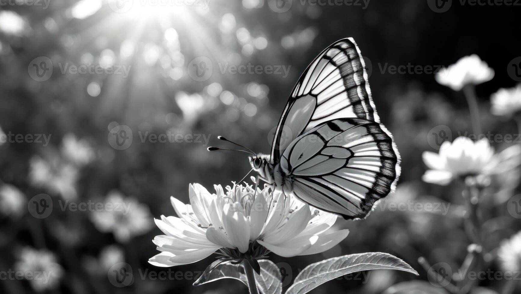 Butterfly Resting on Flower in Natural Sunlight photo