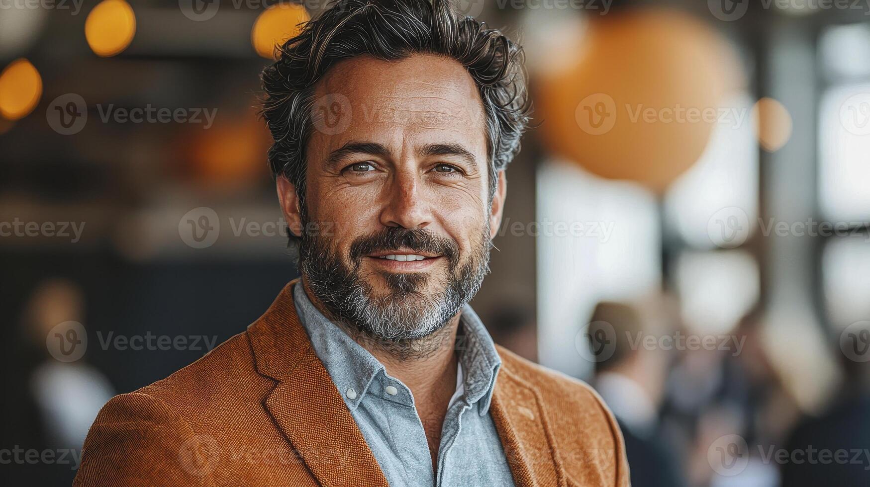 A man with a beard and a suit jacket photo